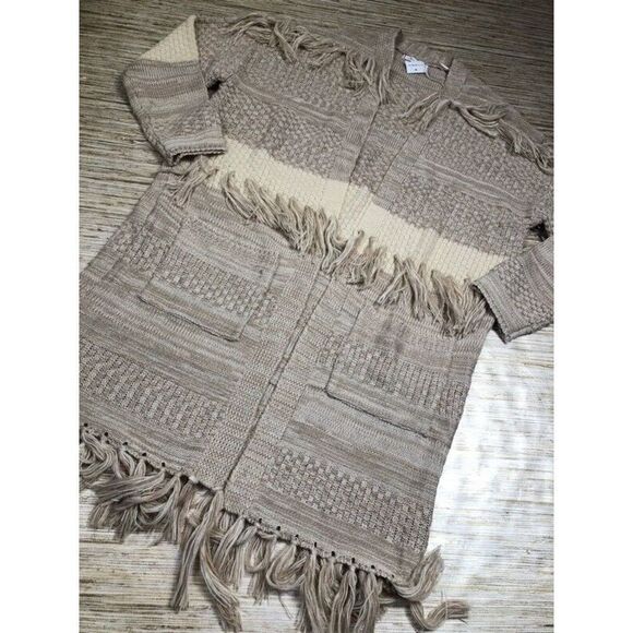 Y-2~ Willow & Clay Womens Cardigan Sweater Beige Long Slv Open Front Pockets M - Picture 1 of 4